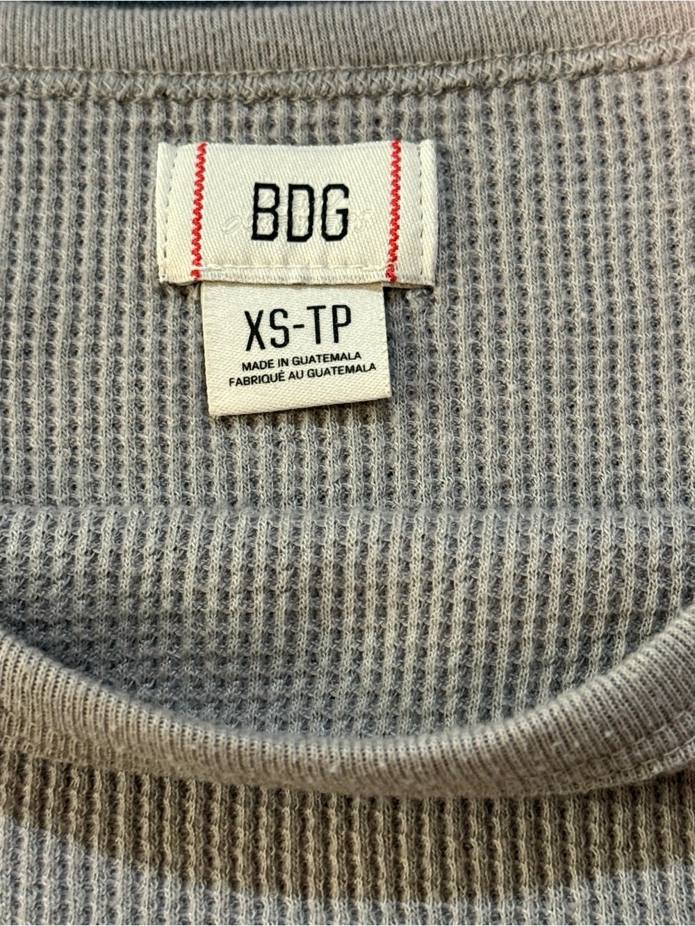 BDG Juniors/Tweens Cream Star Print Tee & Gray Ribbed Long Sleeve Top 2-Pack XS - Picture 7 of 9